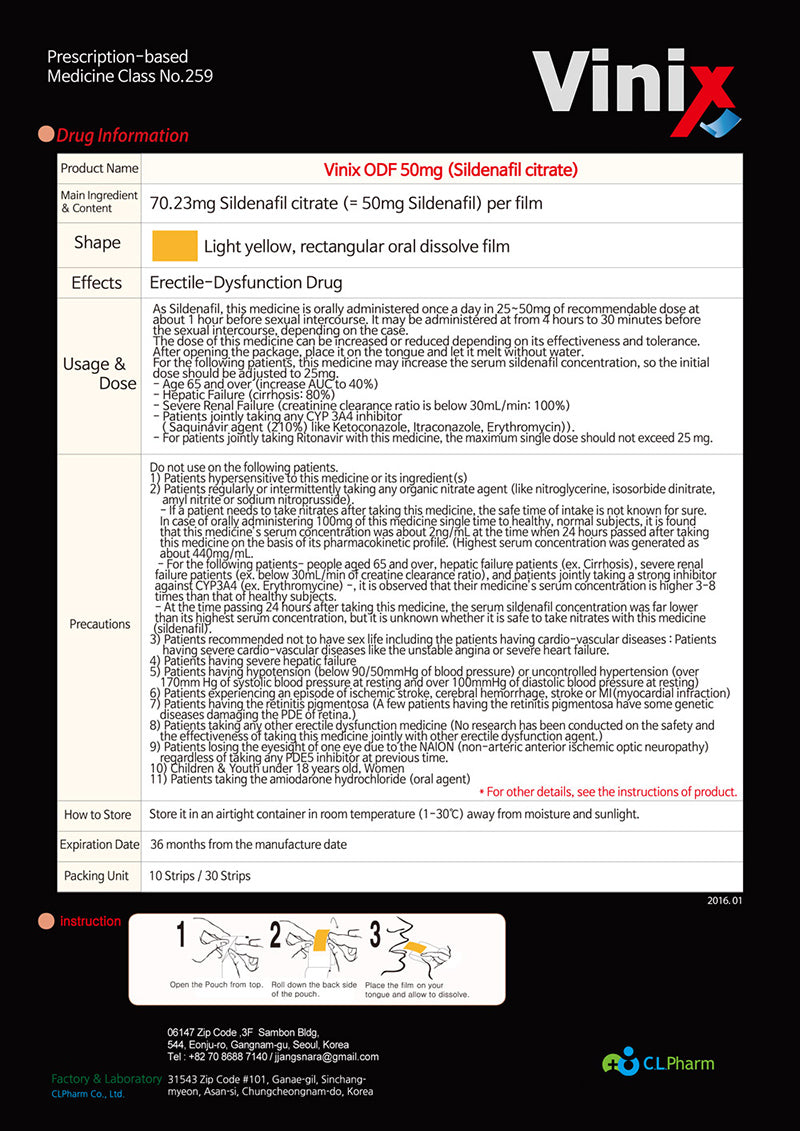 Vinix® Oral Dissolving Film 100 mg-30 strips